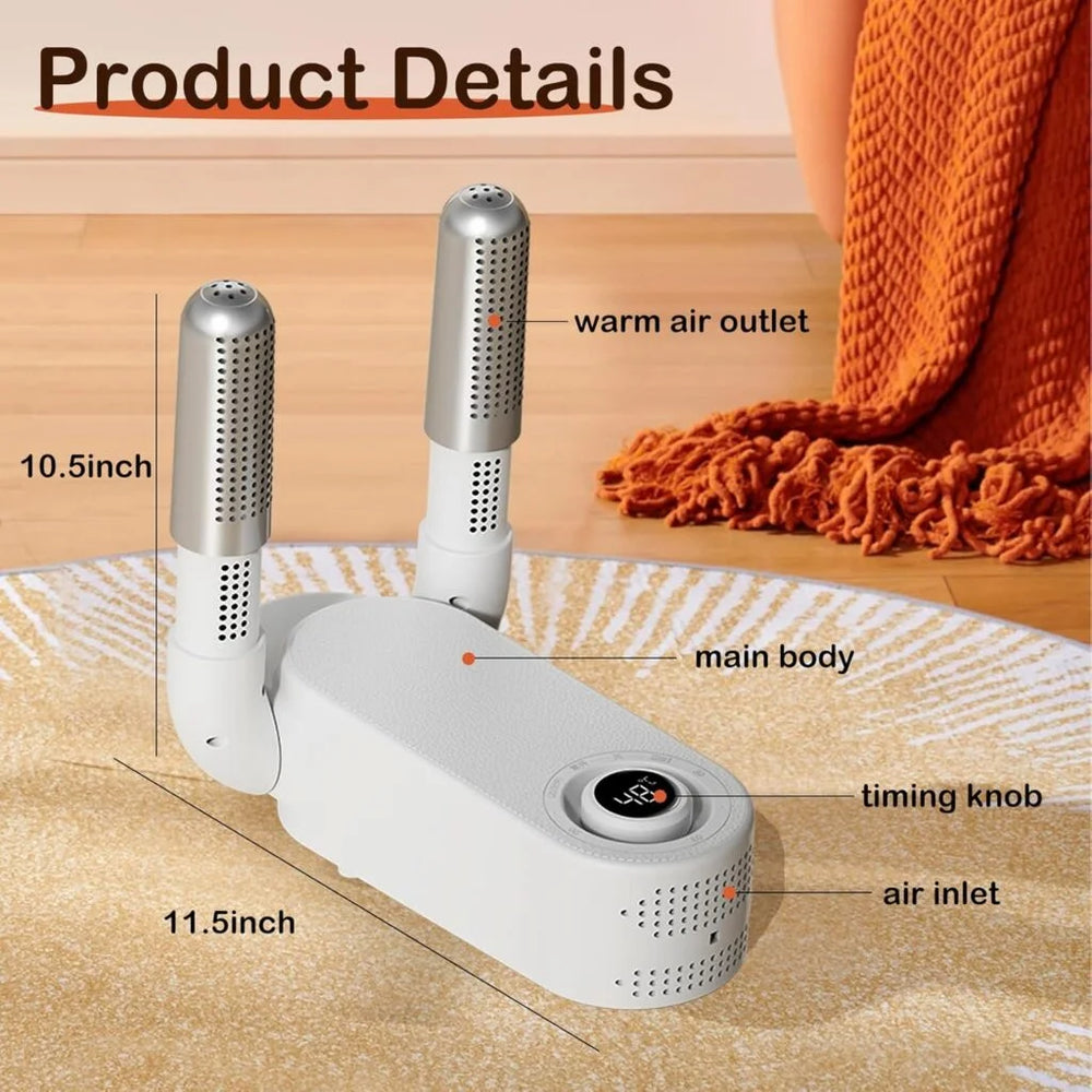 Electric Shoe & Boot Dryer with Adjustable Timer | 360° Airflow