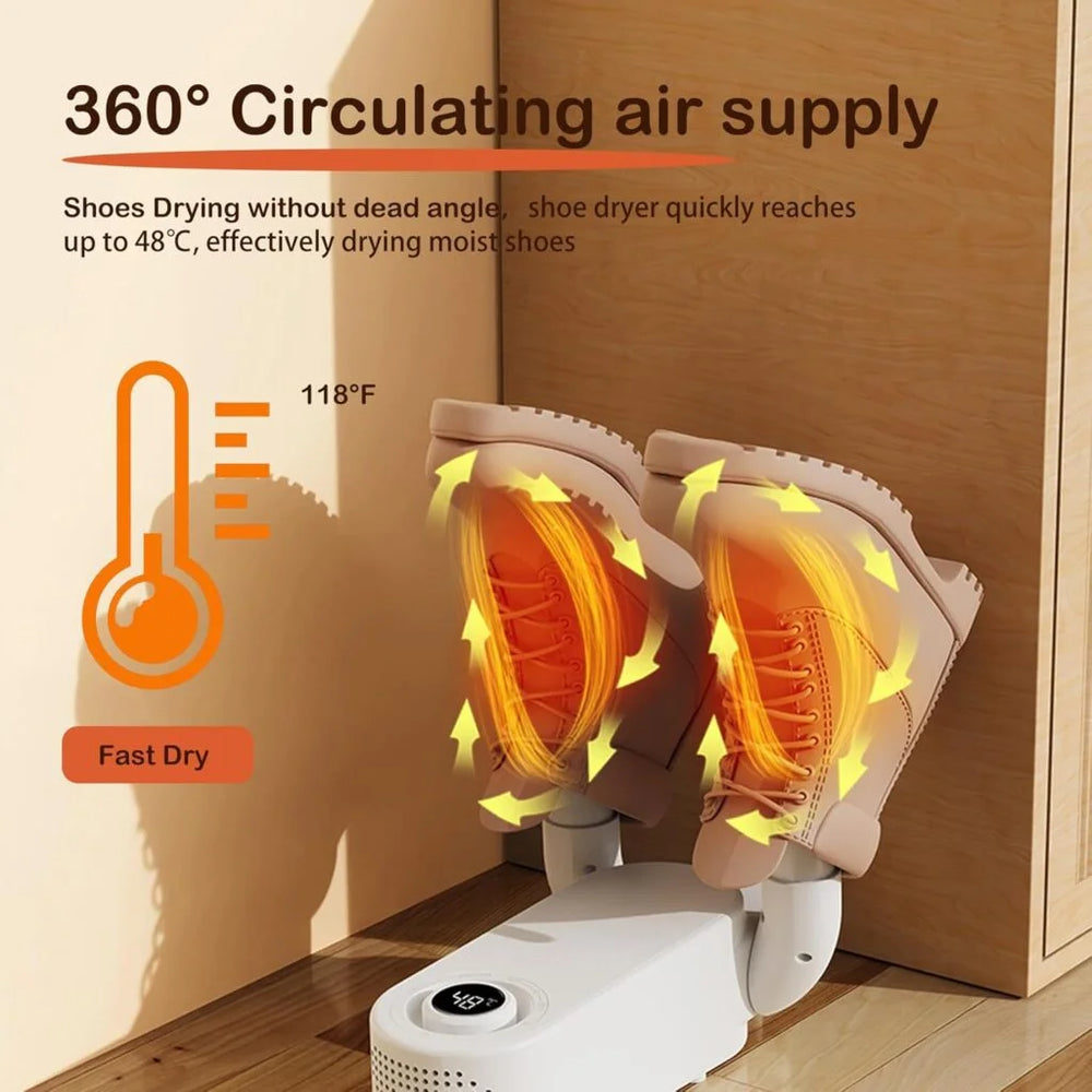 Electric Shoe & Boot Dryer with Adjustable Timer | 360° Airflow